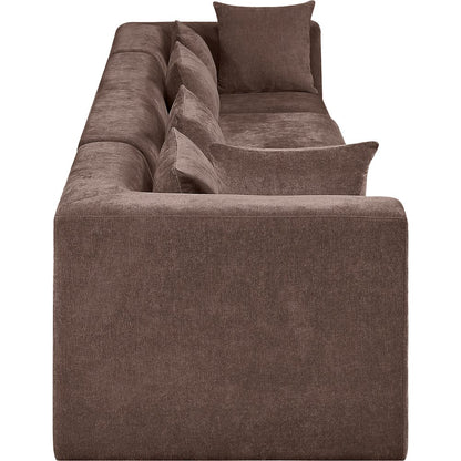 Stellar 152" Brown Chenille Fabric Upholstered 4pc. Modular Sofa