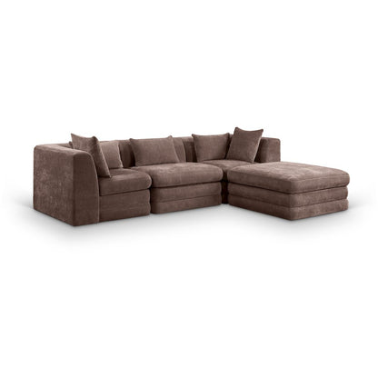 Stellar 114" Brown Chenille Fabric Upholstered 4Pc. Modular Sectional