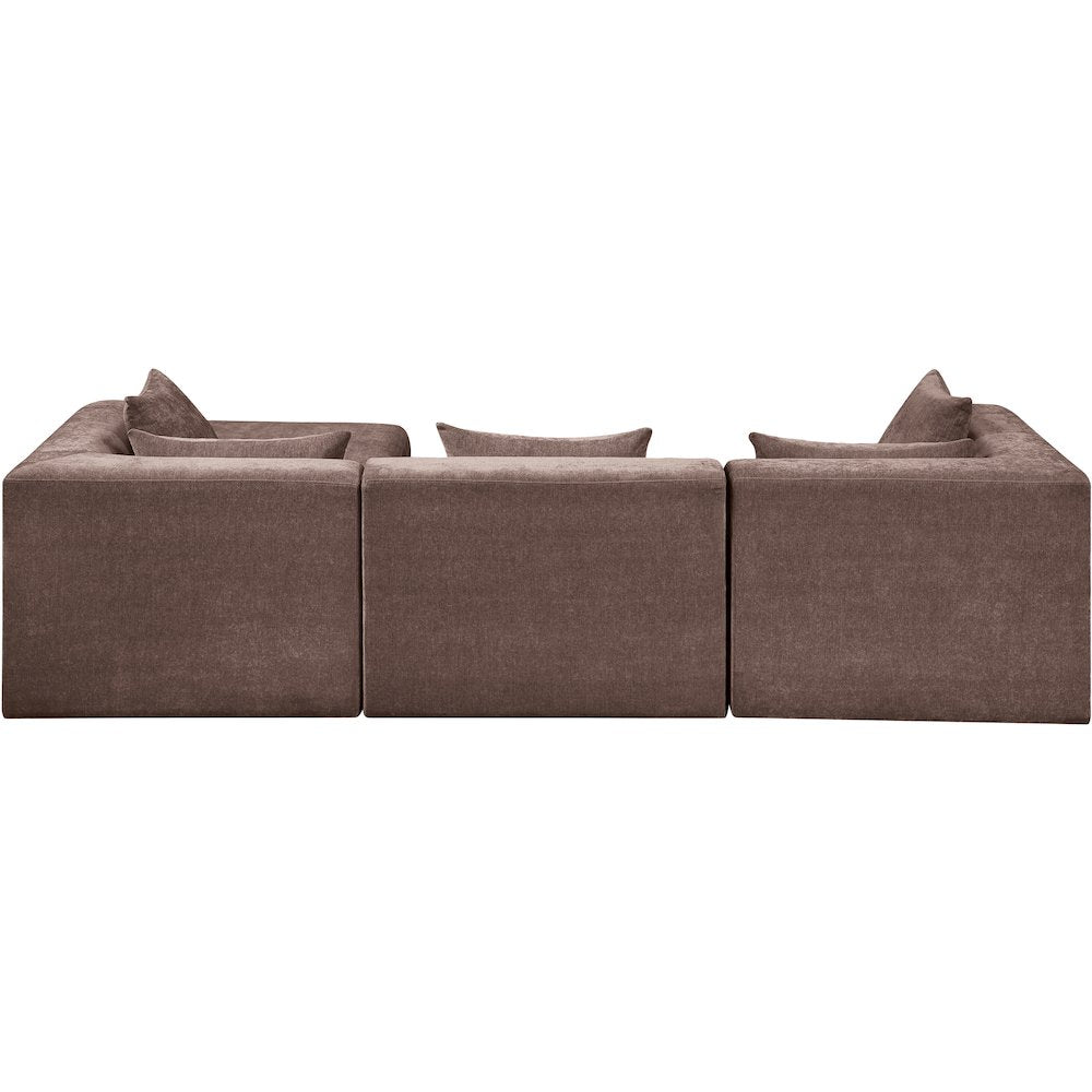 Stellar 114" Brown Chenille Fabric Upholstered 4Pc. Modular Sectional