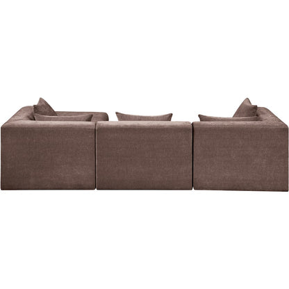 Stellar 114" Brown Chenille Fabric Upholstered 4Pc. Modular Sectional