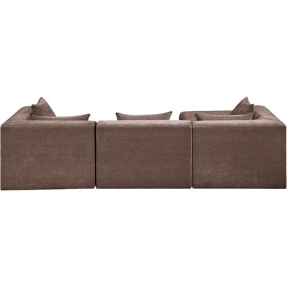 Stellar 114" Brown Chenille Fabric Upholstered 4Pc. Modular Sectional
