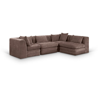 Stellar 114" Brown Chenille Fabric Upholstered 4Pc. Modular Sectional
