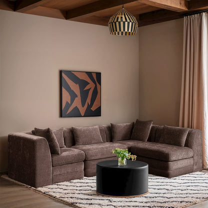 Stellar 114" Brown Chenille Fabric Upholstered 4Pc. Modular Sectional