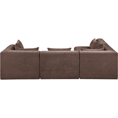 Stellar 114" Brown Chenille Fabric Upholstered 4Pc. Modular Sectional