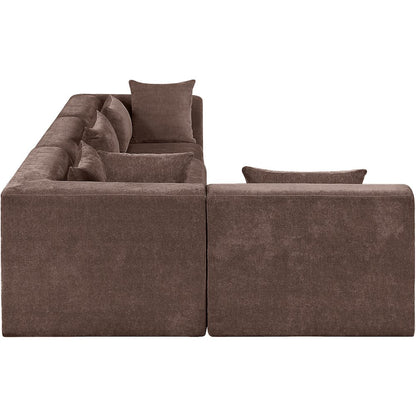 Stellar 114" Brown Chenille Fabric Upholstered 4Pc. Modular Sectional