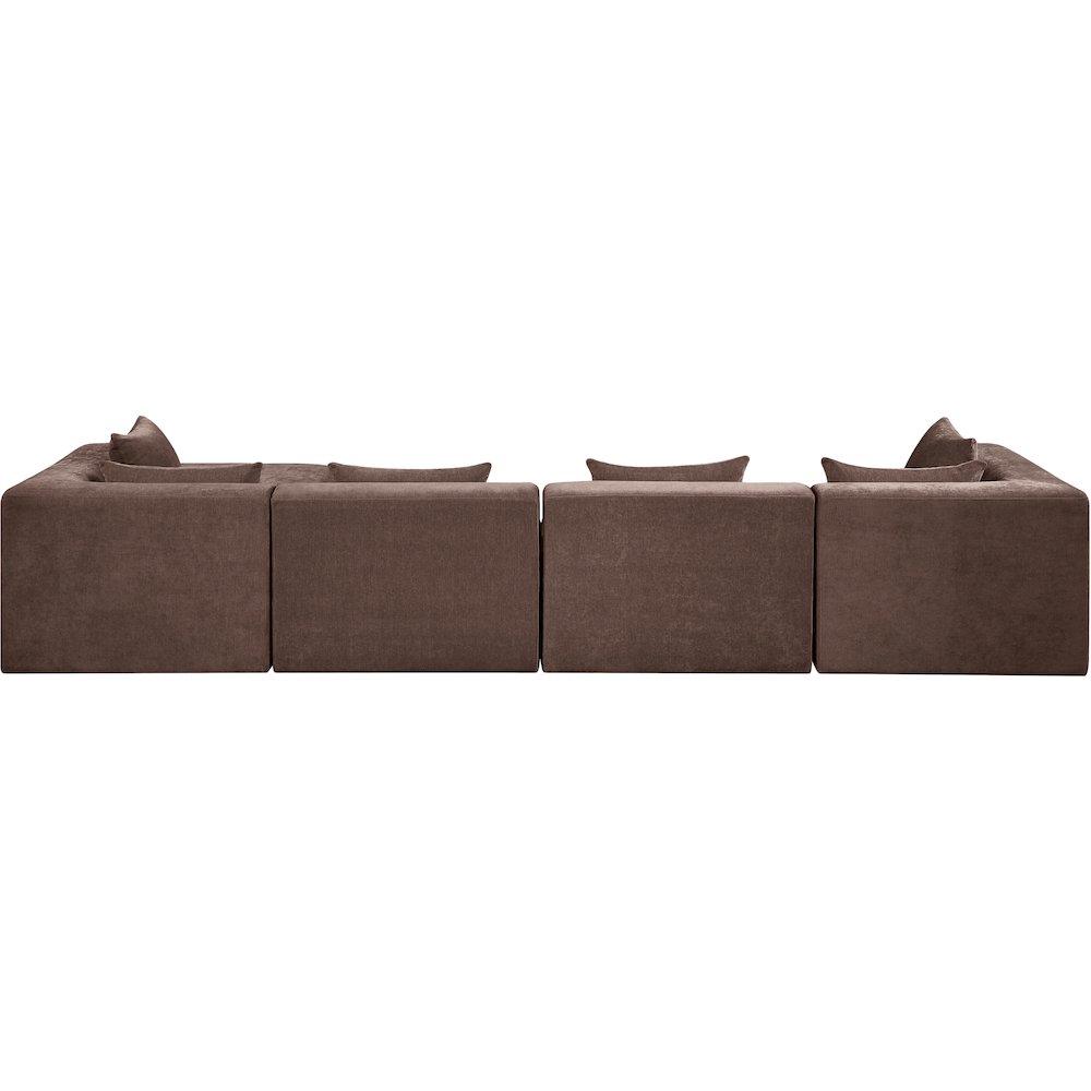 Stellar 152" Brown Chenille Fabric Upholstered 5Pc. Modular Sectional