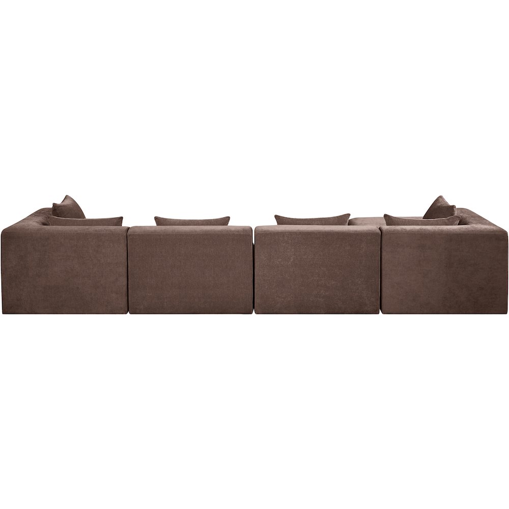 Stellar 152" Brown Chenille Fabric Upholstered 5Pc. Modular Sectional
