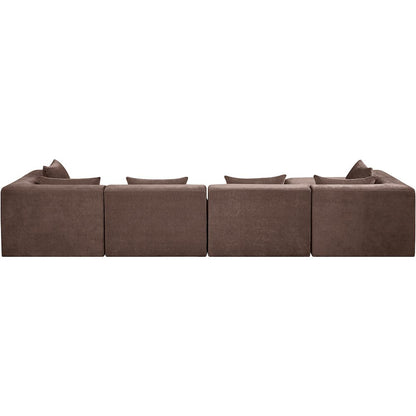 Stellar 152" Brown Chenille Fabric Upholstered 5Pc. Modular Sectional