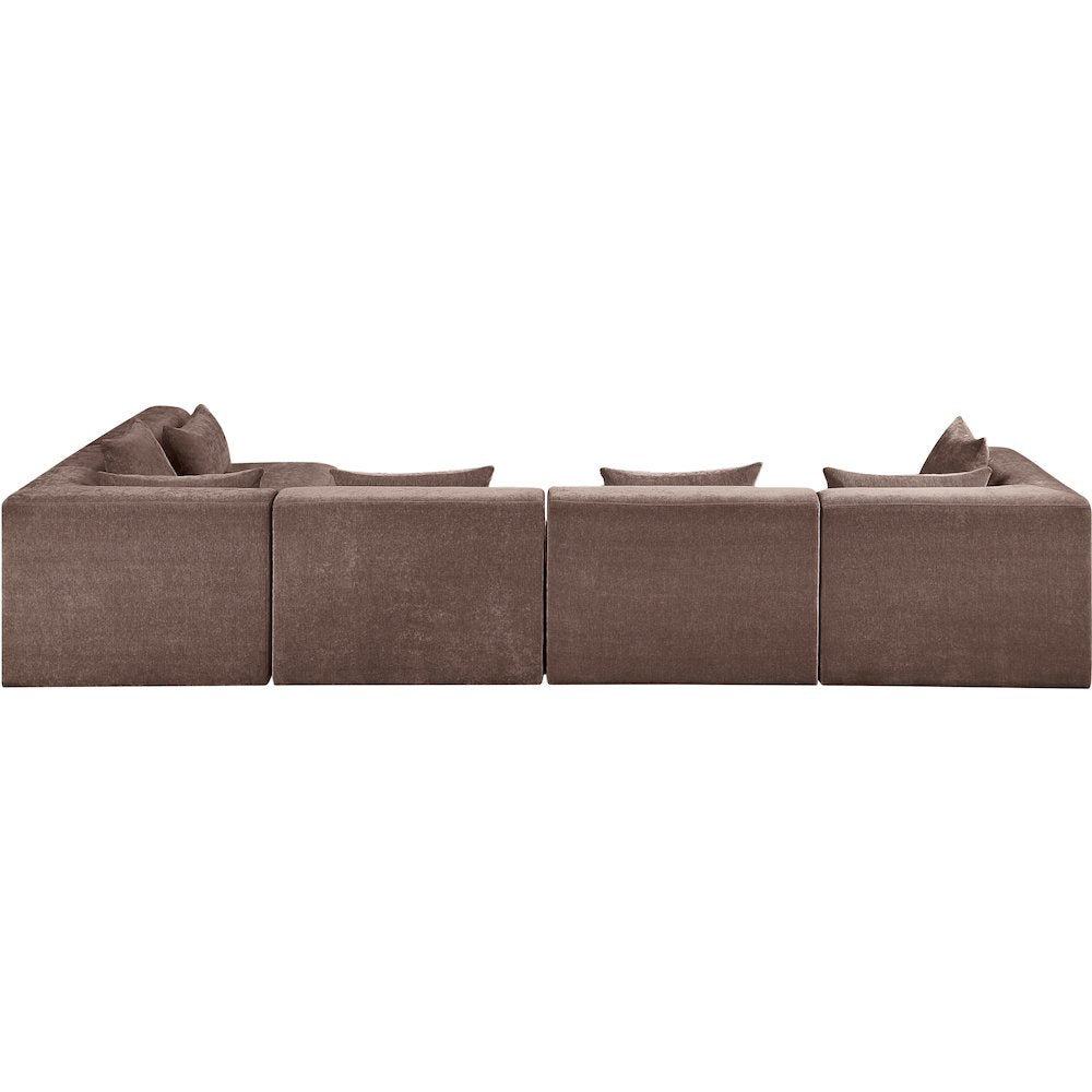 Stellar 152" Brown Chenille Fabric Upholstered 5Pc. Modular Sectional
