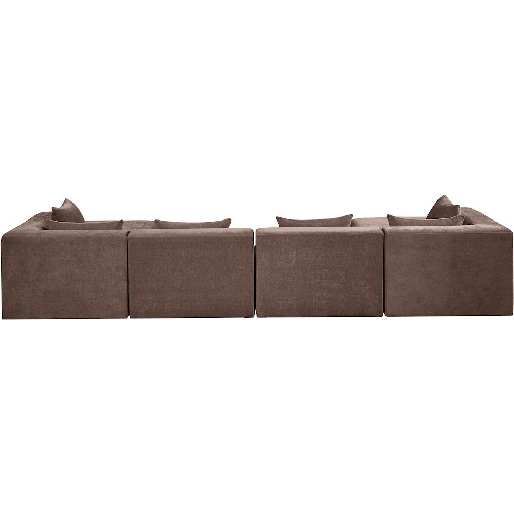 Stellar 152" Brown Chenille Fabric Upholstered 6Pc. Modular Sectional