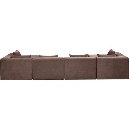 Stellar 152" Brown Chenille Fabric Upholstered 6Pc. Modular Sectional