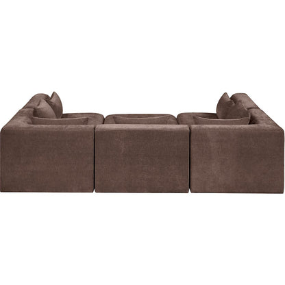 Stellar 114" Brown Chenille Fabric Upholstered 6Pc. Modular Sectional