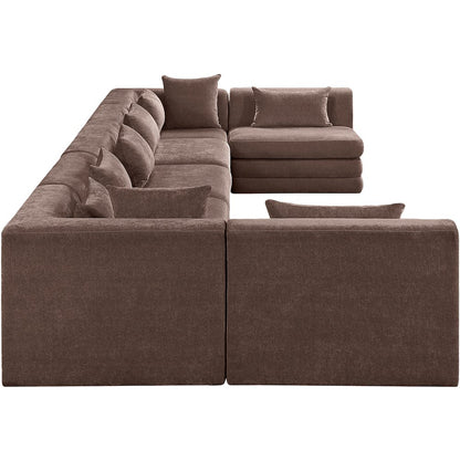 Stellar 190" Brown Chenille Fabric Upholstered 7Pc. Modular Sectional