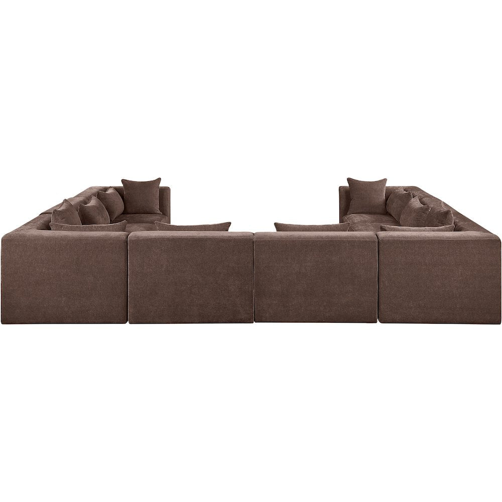 Stellar 152" Brown Chenille Fabric Upholstered 8Pc. Modular Sectional