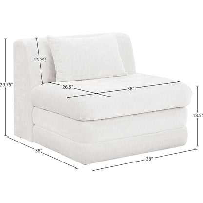 Stellar Cream Chenille Fabric Upholstered Modular Armless Chair