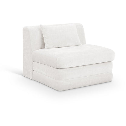 Stellar Cream Chenille Fabric Upholstered Modular Armless Chair