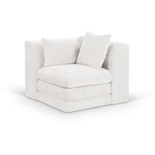 Stellar Cream Chenille Fabric Upholstered Modular Corner Chair