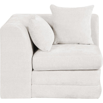 Stellar Cream Chenille Fabric Upholstered Modular Corner Chair