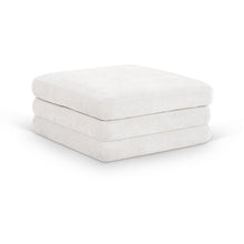 Stellar Cream Chenille Fabric Upholstered Modular Ottoman