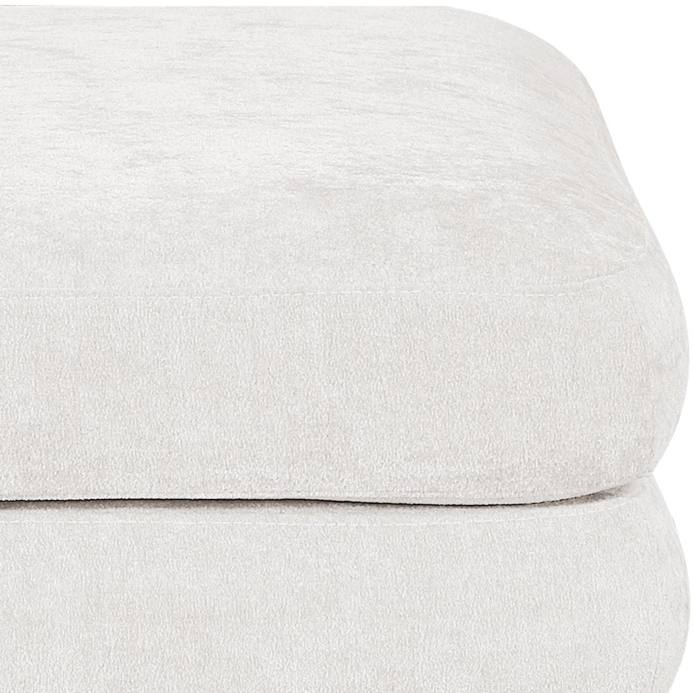 Stellar Cream Chenille Fabric Upholstered Modular Ottoman