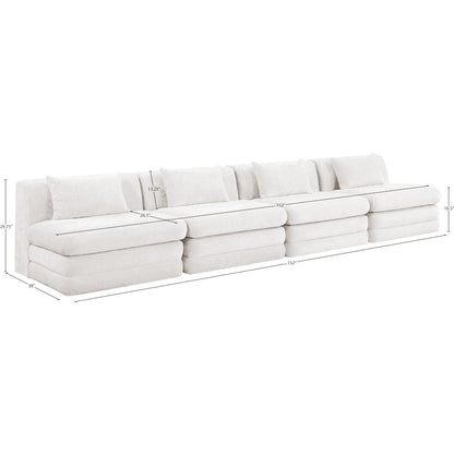 Stellar 152" Cream Chenille Fabric Upholstered 4pc. Modular Sofa