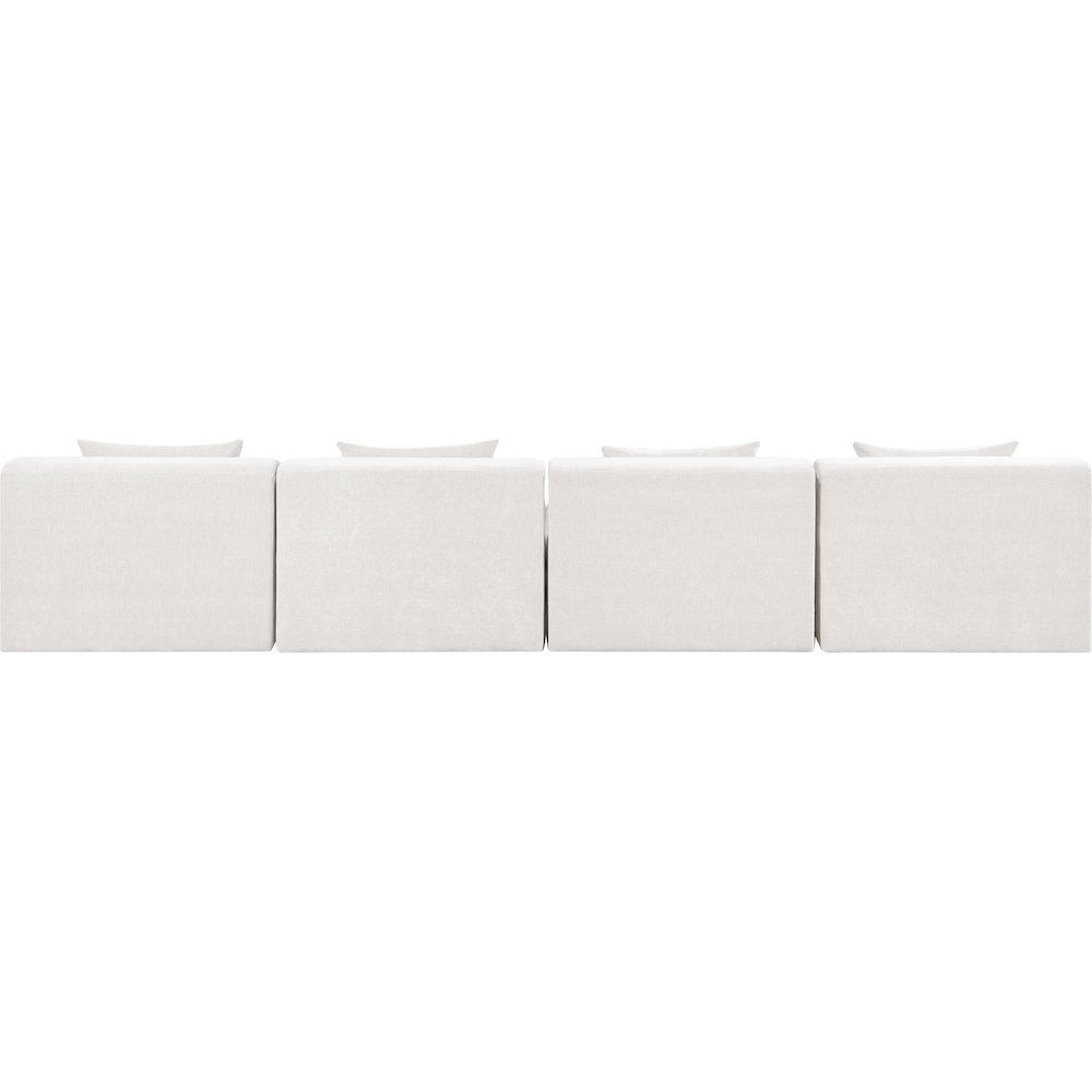 Stellar 152" Cream Chenille Fabric Upholstered 4pc. Modular Sofa