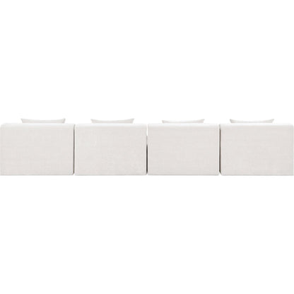 Stellar 152" Cream Chenille Fabric Upholstered 4pc. Modular Sofa