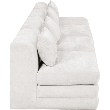 Stellar 152" Cream Chenille Fabric Upholstered 4pc. Modular Sofa
