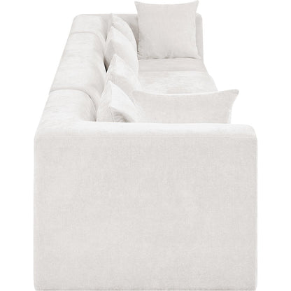 Stellar 152" Cream Chenille Fabric Upholstered 4pc. Modular Sofa
