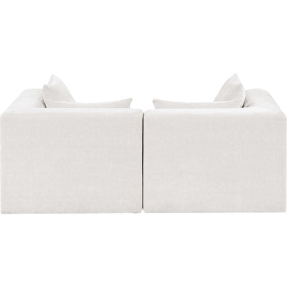 Stellar 76" Cream Chenille Fabric Upholstered 2pc. Modular Loveseat