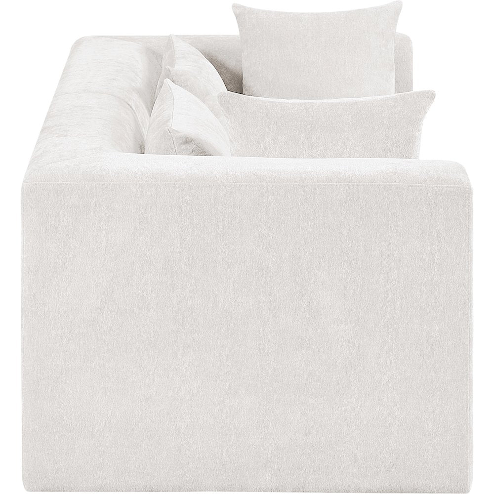Stellar 76" Cream Chenille Fabric Upholstered 2pc. Modular Loveseat