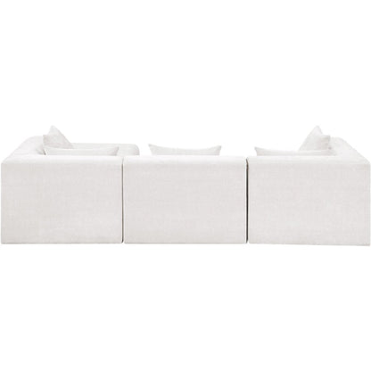 Stellar 114" Cream Chenille Fabric Upholstered 4Pc. Modular Sectional