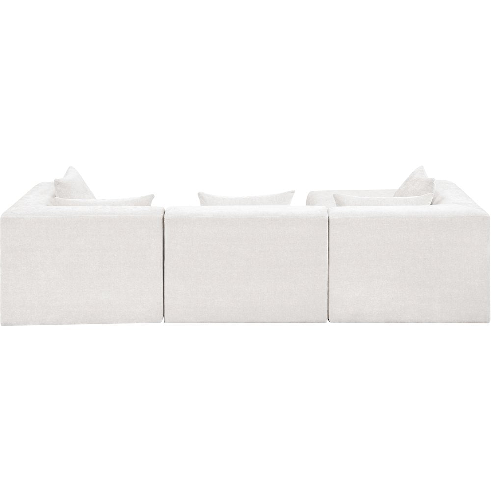 Stellar 114" Cream Chenille Fabric Upholstered 4Pc. Modular Sectional