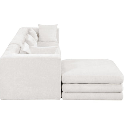 Stellar 114" Cream Chenille Fabric Upholstered 4Pc. Modular Sectional