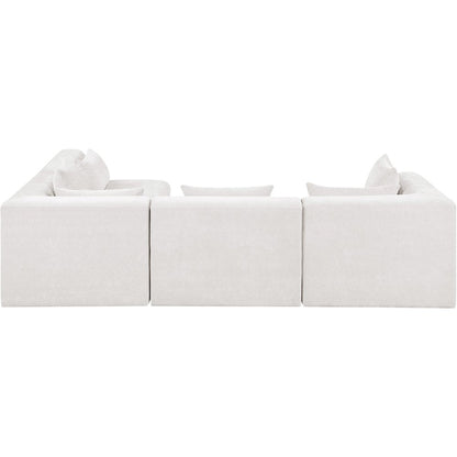 Stellar 114" Cream Chenille Fabric Upholstered 4Pc. Modular Sectional