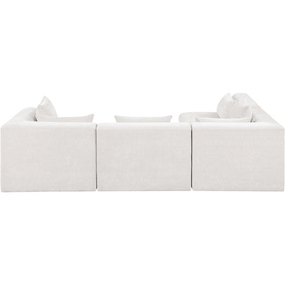 Stellar 114" Cream Chenille Fabric Upholstered 4Pc. Modular Sectional