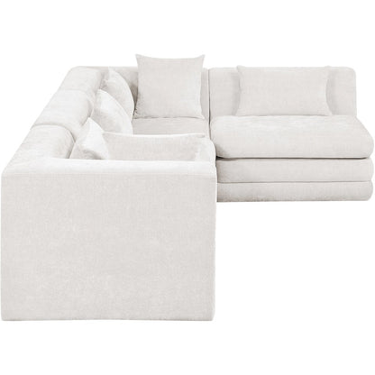 Stellar 114" Cream Chenille Fabric Upholstered 4Pc. Modular Sectional
