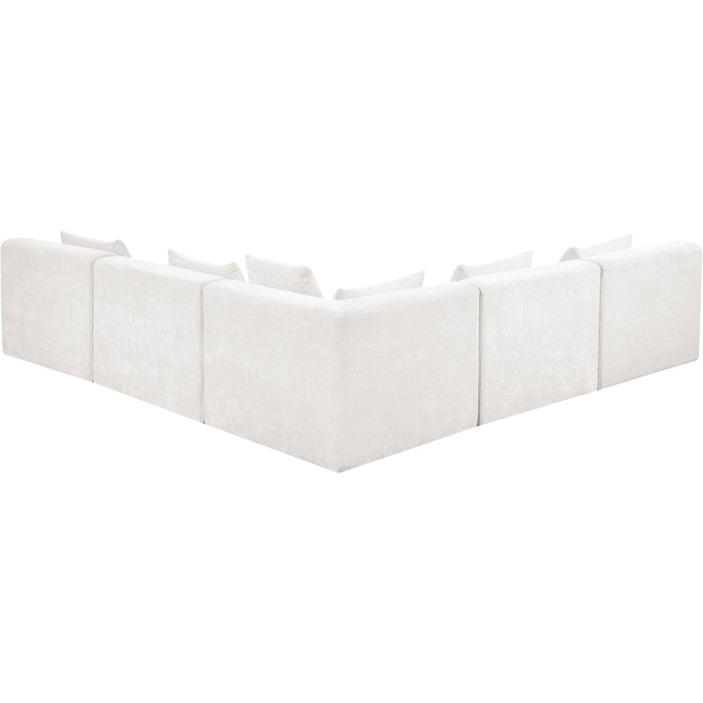 Stellar 114" Cream Chenille Fabric Upholstered 5Pc. Modular Sectional