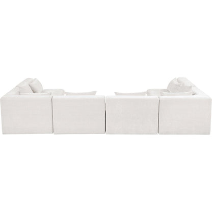 Stellar 152" Cream Chenille Fabric Upholstered 6Pc. Modular Sectional