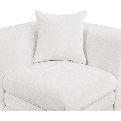 Stellar 152" Cream Chenille Fabric Upholstered 6Pc. Modular Sectional