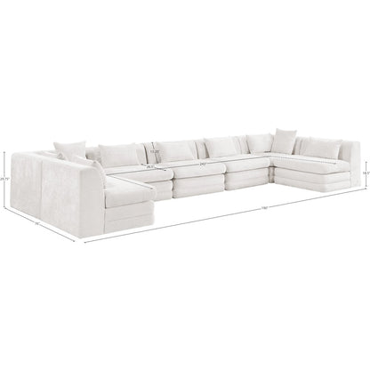 Stellar 190" Cream Chenille Fabric Upholstered 7Pc. Modular Sectional