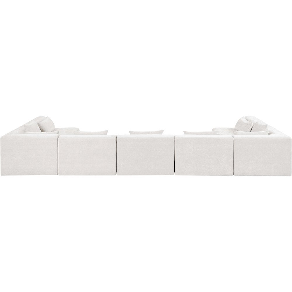 Stellar 190" Cream Chenille Fabric Upholstered 7Pc. Modular Sectional