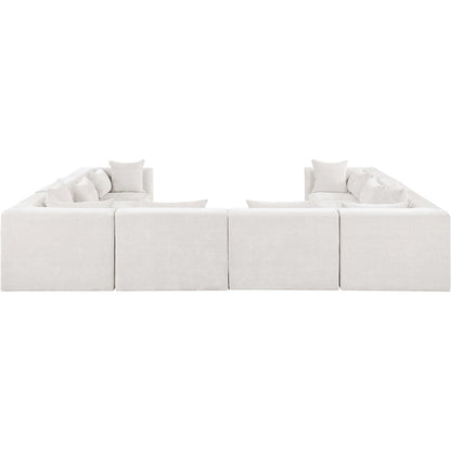 Stellar 152" Cream Chenille Fabric Upholstered 8Pc. Modular Sectional