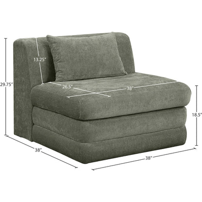 Stellar Green Chenille Fabric Upholstered Modular Armless Chair