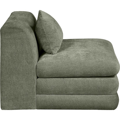 Stellar Green Chenille Fabric Upholstered Modular Armless Chair