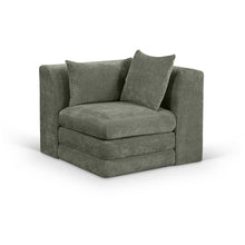 Stellar Green Chenille Fabric Upholstered Modular Corner Chair