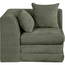 Stellar Green Chenille Fabric Upholstered Modular Corner Chair