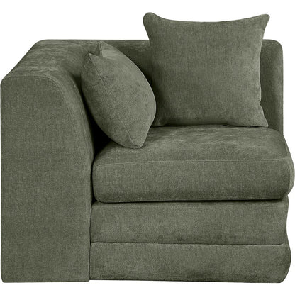 Stellar Green Chenille Fabric Upholstered Modular Corner Chair