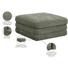 Stellar Green Chenille Fabric Upholstered Modular Ottoman