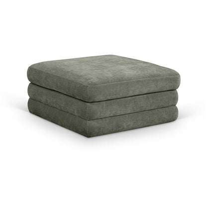 Stellar Green Chenille Fabric Upholstered Modular Ottoman